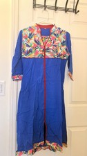 Colorful Blue linen kurti with Leaf Print palazzo pant