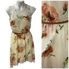 As U Wish Dress Womens Small Floral Hi Low Sleeveless Chiffon Dainty Romantic