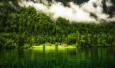 Landscape nature germany lake reflection trees mist Custom Gaming Mat Desk