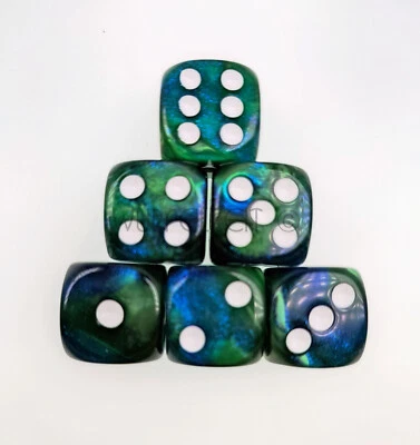 10 Würfel W6 16 mm Cosmoo Sparkle blau Würfelzeit Tabletop DnD Kniffel Yathzee