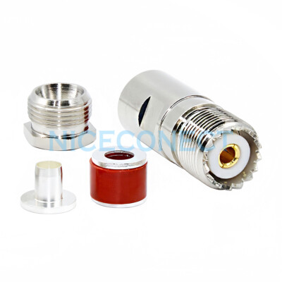UHF Female Jack SO-239 Straight Connector Clamp For 5D-FB RG5 RG6 LMR300 Cable