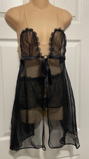 La Perla Black Label Exotic Silk Babydoll Panty Set L