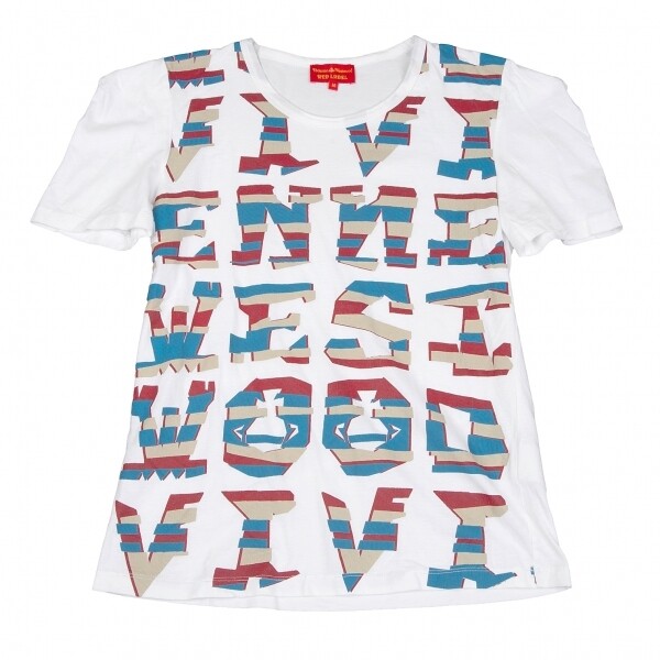 Vivienne Westwood Red Label Typography Print T-Shirt White Blue M 