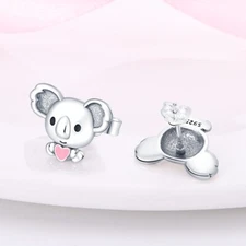 KUNSIR Koala Earrings Girls 925 SterlingSilver Women Stud Earrings Birthday Gift