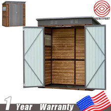 3*5FT Iron-Wood Combination Tool Shed Lockable Garden Utility Storage House