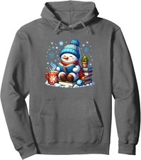 Snowman Reading Book Lovers Cute Happy Christmas Unisex Hooded Sweatshirt