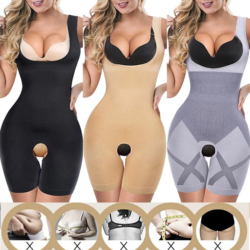 Women Open Crotch Full Body Shapers Shapewear Bodysuit Tummy Firm Control  Corset