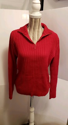Liz Claiborne Villager Size ¼ Zip Turtleneck Red Sweater Size