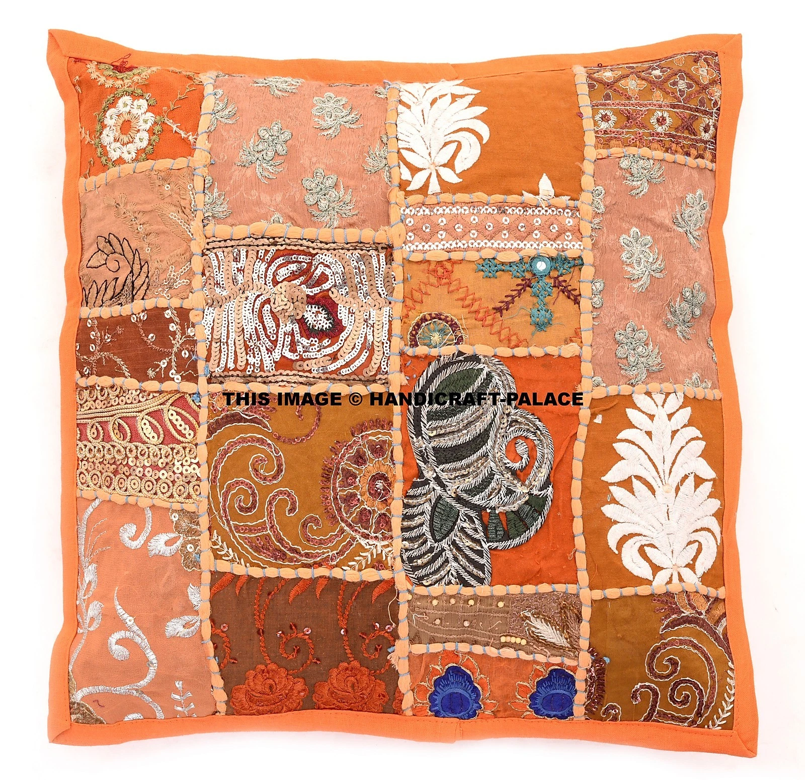 Orange Embroidery Sequin Patchwork Indian Sari Throw Pillow Cushion Covers 16"
Opens in a new window
