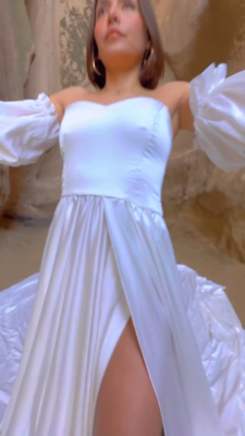 White Satin Flying Dress Engagement Dress | Satin Long Train Dress | Santorini P | eBay White Satin Flying Dress Engagement Dress | Satin Long Train Dress | Santorini P | eBay