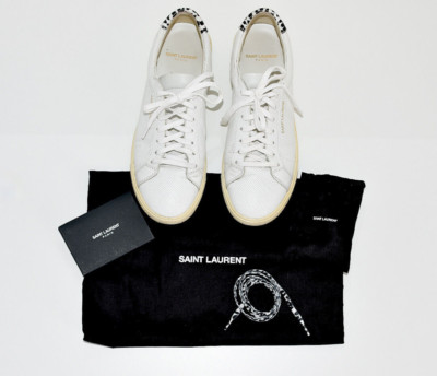 Saint Laurent Woman's ANDY Classic Low Top Perforated Leather Zebra Sneakers 38