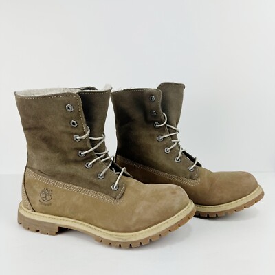 Timberland Brown Suede Leather Teddy Fleece Jayne Fold Down Boot Women's  Size