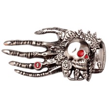 Hand and Skull Belt Buckle Western Cowboy Cowgirl Motorcyclist Pirate HND3M 