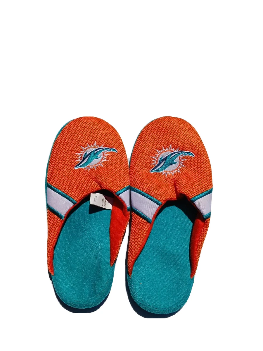 Miami Dolphins Slippers Mens XL 13 14 Fuzzy Slip On Slippers eBay