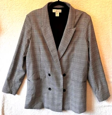 Rachel Zoe Jacket Blazer Size XL Women's Open Front Mini Check  Lined