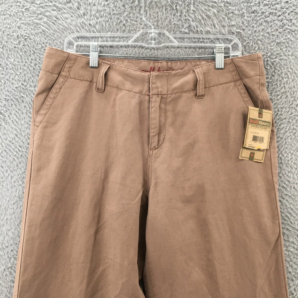 Брюки женские Ruff Hewn широкие штанины Chino 12 бежевые хлопковая смесь с высоким подъемом на молнии Fly НОВЫЕ - Изображение 2 из 4