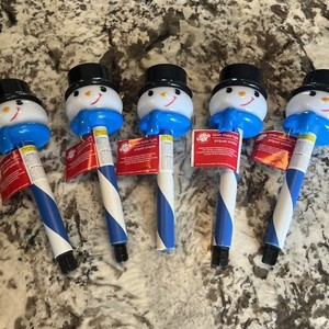 Set of FIVE Solar Christmas Snowman Stake Lights   PATH WAY -  WALK WAY