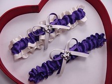   NEW Purple Ivory Wedding Prom Garters Western Horse Cowgirl Farm Country