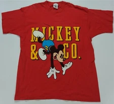 Rare Vintage DISNEY Mickey Mouse & Co Summersault Big Logo T Shirt 90s Red OSFA