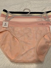 5 Laura Ashley Small Panties Brief Underwear Lingerie Nylon Spandex Floral Solid