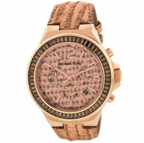 OROLOGIO MICHAEL KORS GRAMERCY PELLE PITONE + CRONOGRAFO TONO ORO ROSA + CRISTALLI MK2305