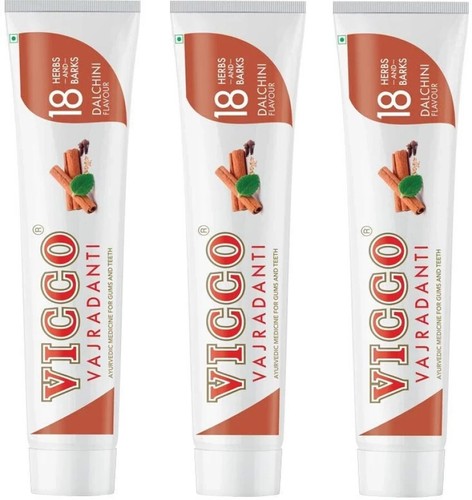 Lot De 3 Dentifrices Ayurvédiques Vicco Vajradanti - 200g Chacun - Ingrédients Naturels