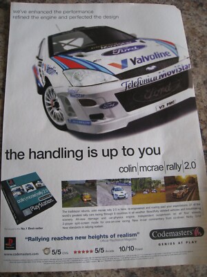 CODEMASTERS GENIUS AT PLAY COLIN MCRAE RALLY 2.0  2000 ADVERT A4 FILE 44