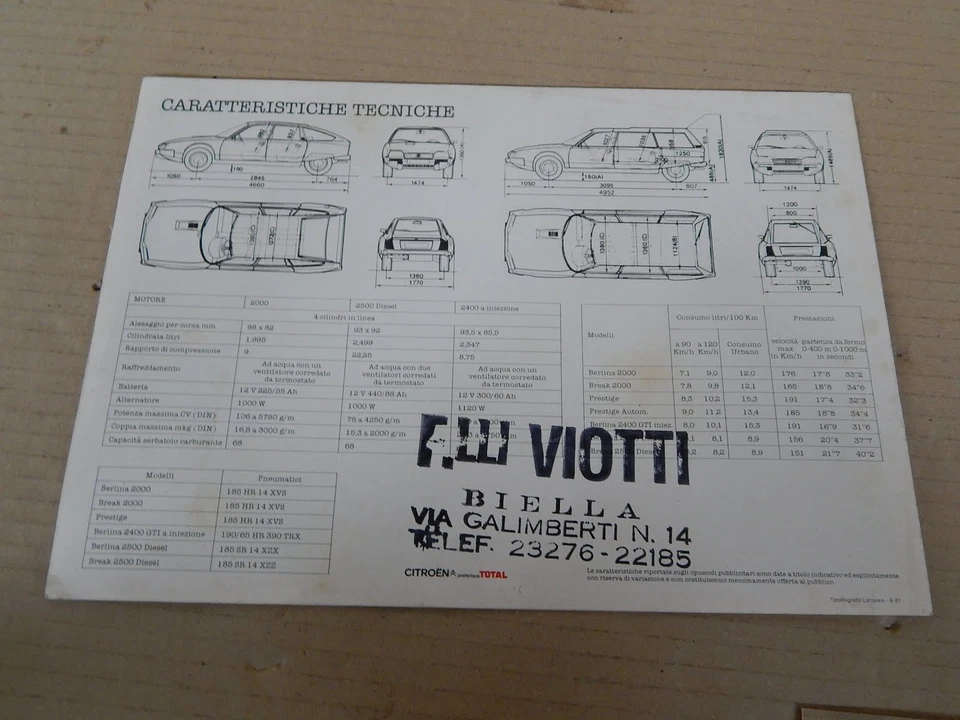 DEPLIANT ORIGINALE 1982 CITROEN CX A 2 PAGINE BROCHURE PROSPEKT - Immagine 3 di 3