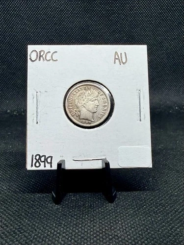 1899 90% Silver Barber Dime (AU Condition) Beautiful Reverse Toning!