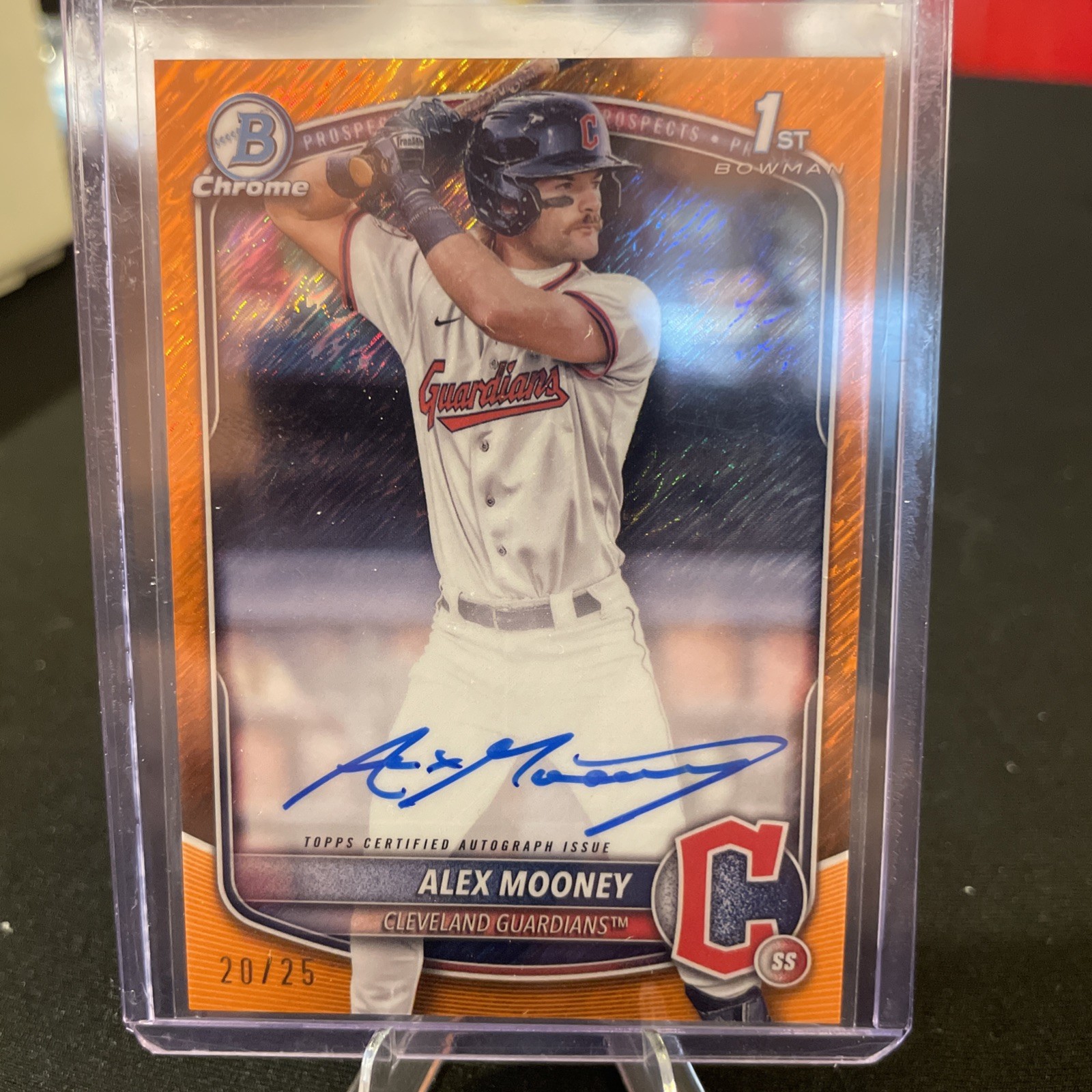 2025 Bowman Chrome Alex Mooney 1st Prospect Auto Orange Shimmer 20/25