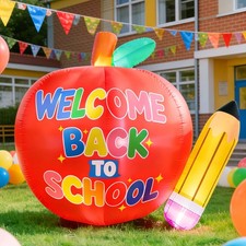 6.7 FT Long Back to Inflatables Outdoor Decorations, Apple  Pencil Blow up Y...