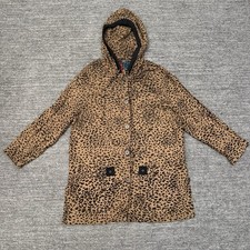Vintage Carole Little Jacket Women Medium Animal Print Hooded Pockets Artsy USA