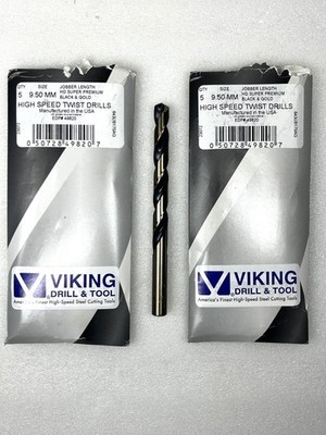 Viking 9.50mm Jobber Length Twist Drill Bit 10 Pack Black & Gold 49820