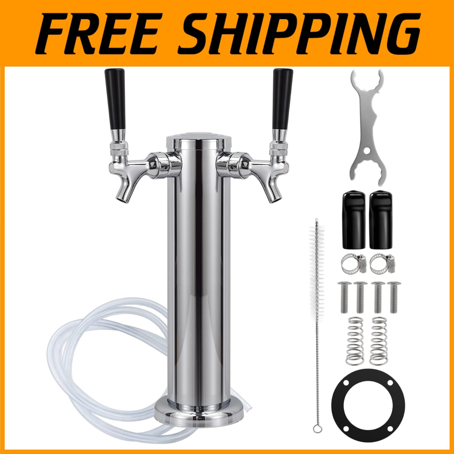 Stainless Steel Double Tap Beer Dispenser - Perfect for Home and Commercial Use