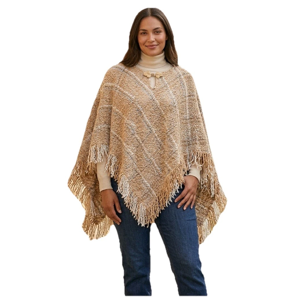 Boyne Valley Weavers Beige Irish Fringed Cottagecore Wool Alpaca Poncho O/S
Opens in a new window or