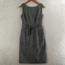 Banana Republic Sheath Dress Womens 6 Sleeveless Lined Back Zipper Belted Grey
