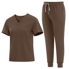 Scrubs Set for Women Nurse Uniform Jogger Suit Stretch Top Pants Multi Pocket