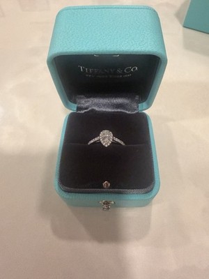 Tiffany & Co. Pear Shape Diamond Ring .33PT950 Size 5 Engagement RingPlatinum
