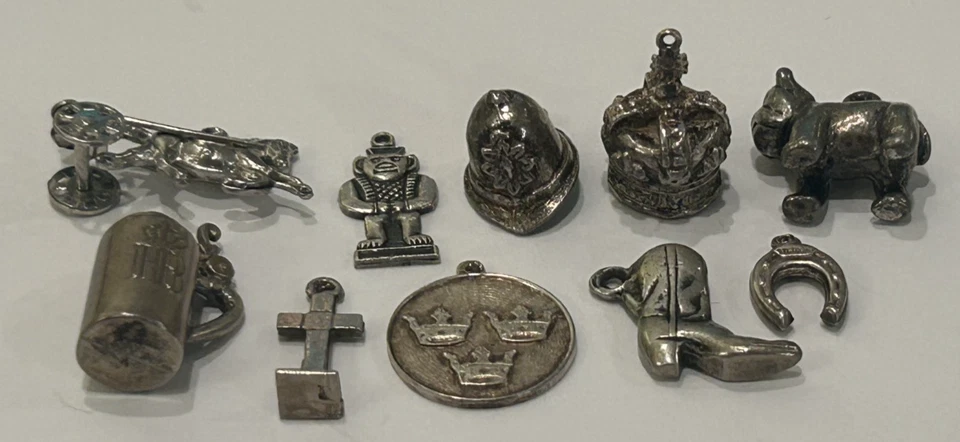 VTG Sterling Silver Lot of 10 Charm Bracelet Pendants 20.3 Grams - Image 2 of 2