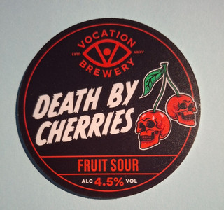 VOCATION brewery DEATH BY CHERRIES craft Beer pump keg font ale badge Hebden