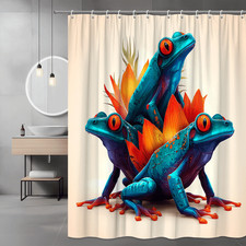 Colorful Frog Shower Curtain Tropical Floral Print