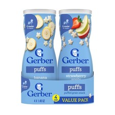 Gerber Baby Snacks Puffs Variety Pack, Banana  Strawberry Apple, 1.48 Ounce - 2