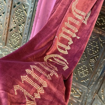 Juicy Couture Velour Lounge Track Pants Womens XL Plum Rhinestone Y2K McBling