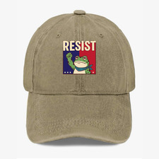 Resist Frog Hat Portland Frog Retro Graphic Baseball Cap Vintage Washed Dad Hat