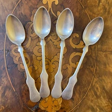 Antique 19th Century Austrian 800 Silver Spoons Set Of 4