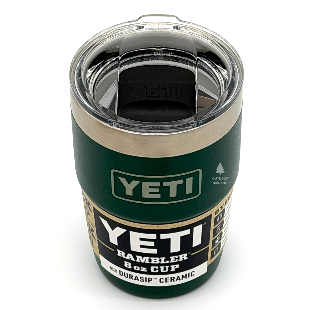 YETI Rambler 8 oz Stackable Cup Black Forest Green Ceramic Lined