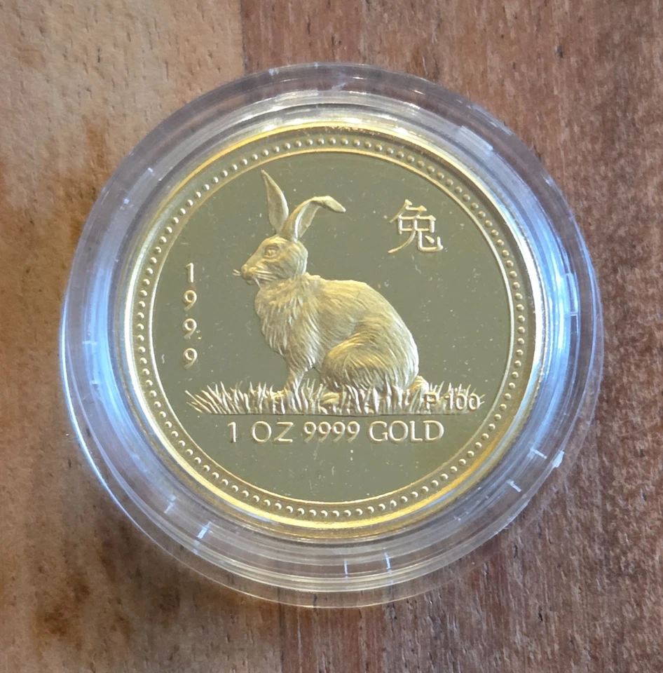 1999 Perth Mint Lunar 1 oz Pure 9999 Gold Coin - Year of the Rabbit - RARE PROOF - Image 3 of 3