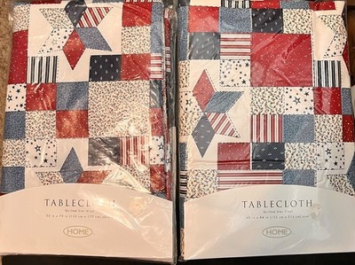 VTG PATRIOTIC Tablecloths (Set of 2: Oval & Oblong)
