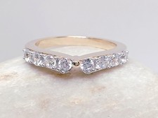 Size P & 1/2 Sterling Silver 925 Ladies Ring clear stones gold coloured finish