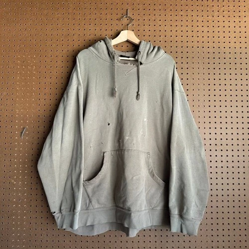 Sun Faded Sage Green Distressed Boxy Hoodie XXL Oversized - product listing photo